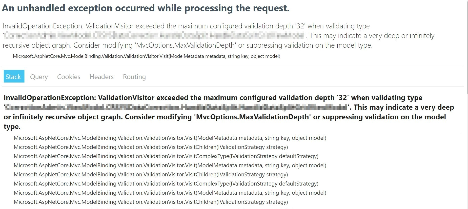 Read more about the article [C#][.NET]故障排除ValidationVisitor exceeded the maximum configured validation depth ’32’